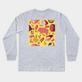 Porky Food Feast Kids Long Sleeve T-Shirt